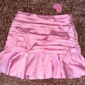 Pink satin skirt with bows, size large